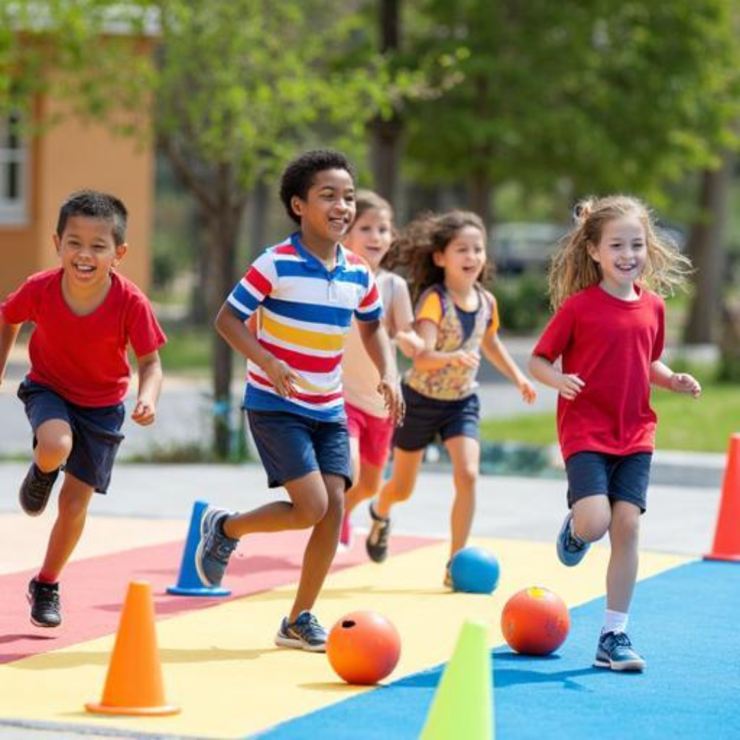 Children playing sports day games at Easter holiday club Newcastle