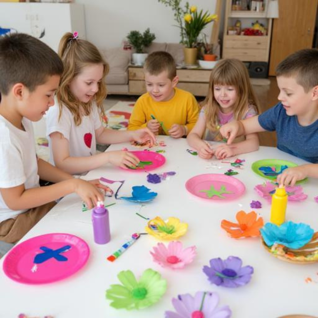 Spring flower craft activities at children’s holiday club