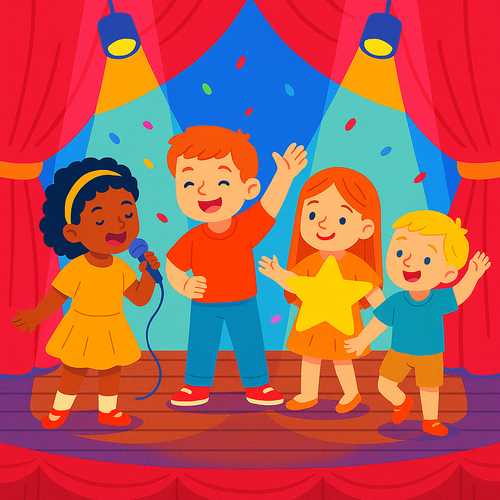 Children singing and dancing on stage – October half-term holiday club Newcastle